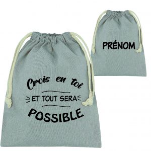 Sac de rangement chaussures GRIS + Prénom