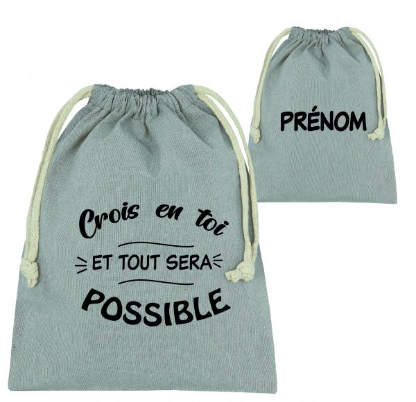 Sac de rangement chaussures GRIS + Prénom