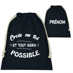 Sac de rangement chaussures NOIR - Prénom