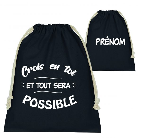 Sac de rangement chaussures NOIR - Prénom
